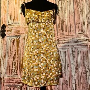 Lush Mustard Floral Mini Dress